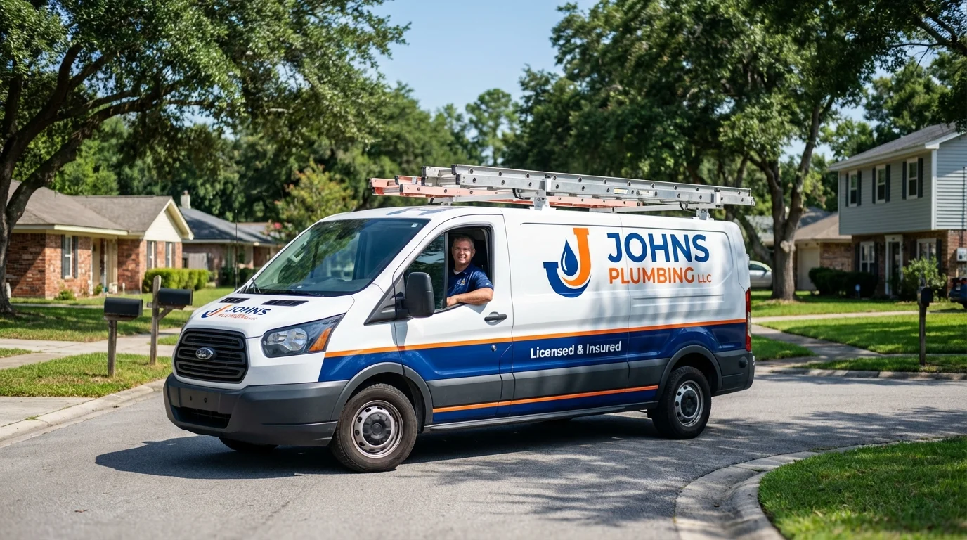 Johns Plumbing LLC service van in Shafer, MN