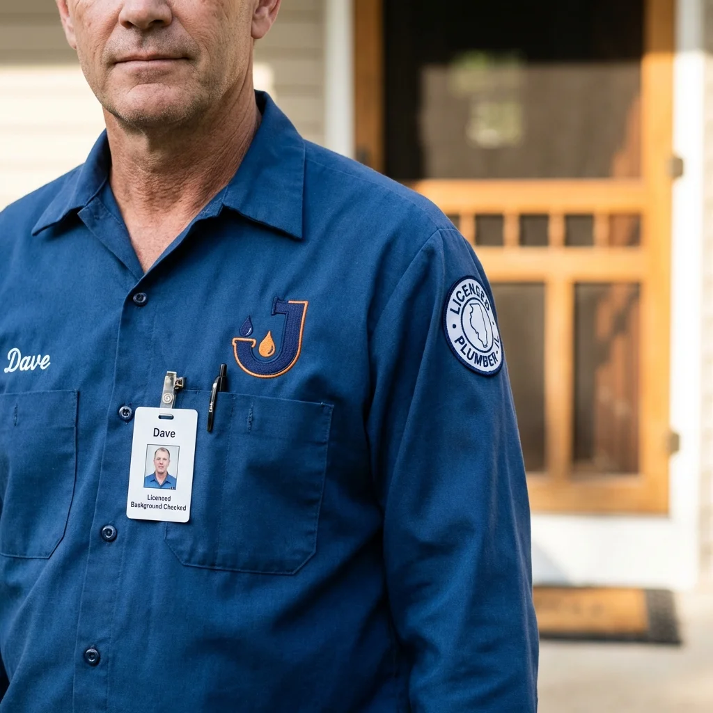 Licensed plumber showing ID badge in Shafer, MN
