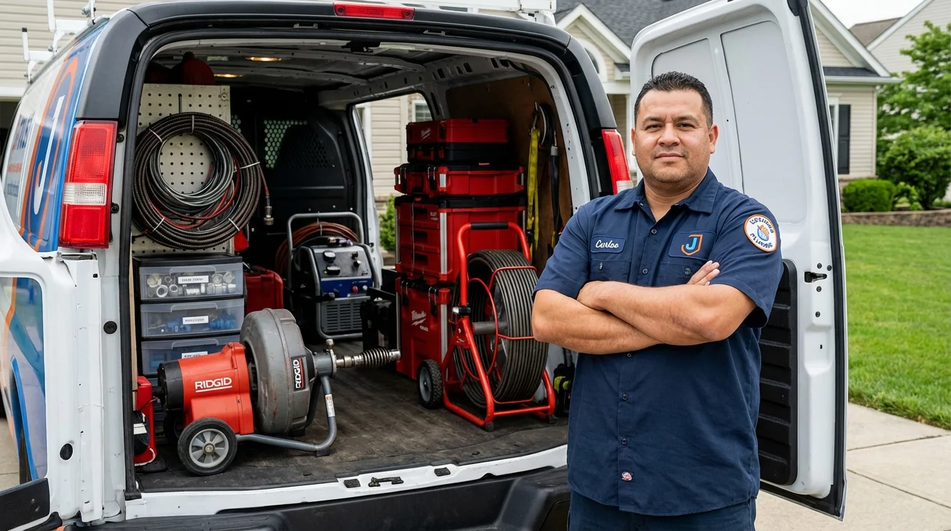 Professional drain cleaning equipment and Johns Plumbing LLC plumber in Shafer