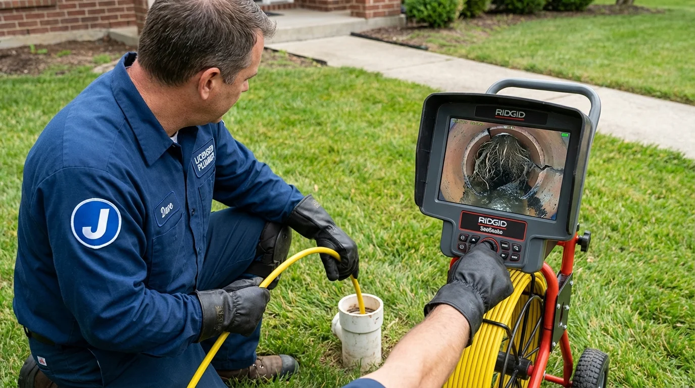 Sewer camera inspection being performed by Johns Plumbing LLC in Shafer